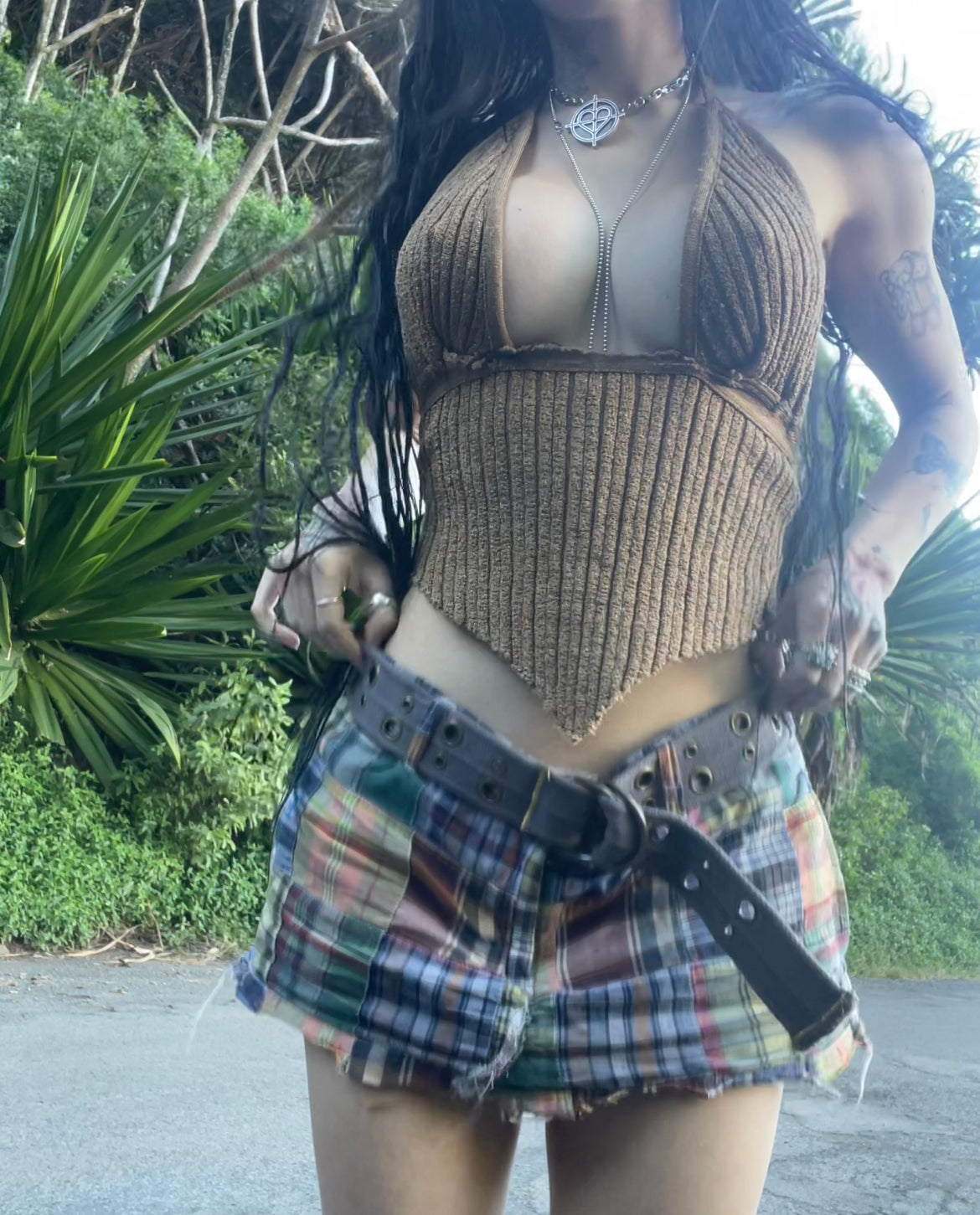 TRASHED plaid mini skirt